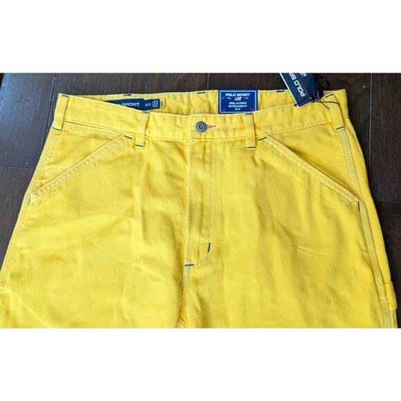 Ralph Lauren Polo Sport Yellow Carpenter Jeans Men 34 Relaxed Straight Fit New - Picture 16 of 16